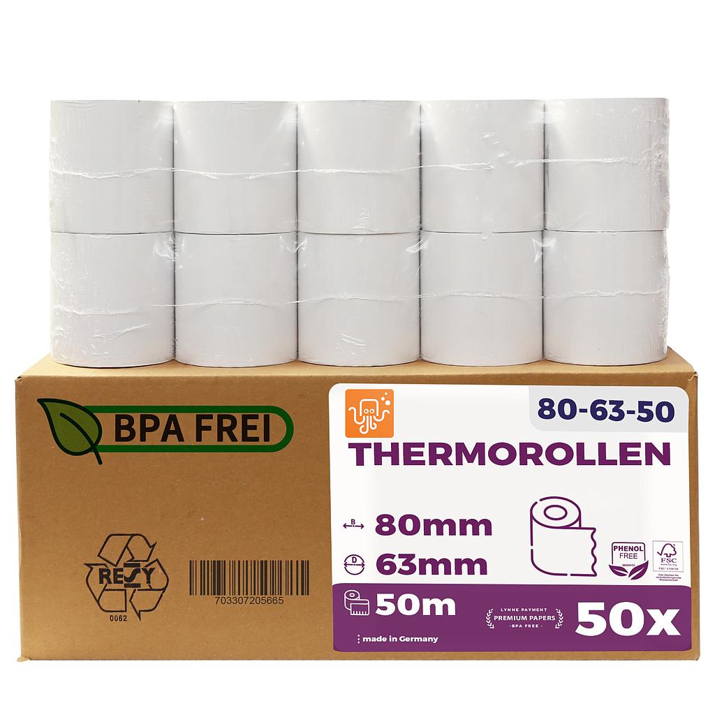 Bonrollen 80mmx63mm, 50m 50 Stück