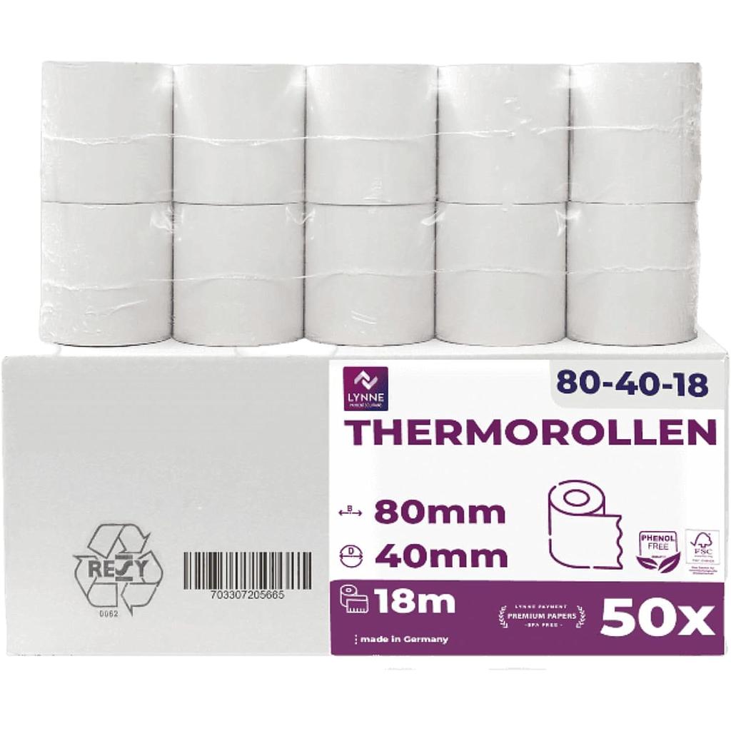 Bonrollen 80mm*40mm, 18m 50 Stück